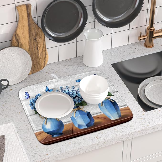 Giwawa Blue Hydrangea Dish Drying Mat - Image 6