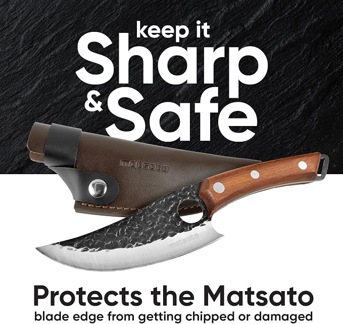 Matsato Kitchen Knife Leather Sheath, Japanese Steel Chef's Knife Holder Perfect - Image 3