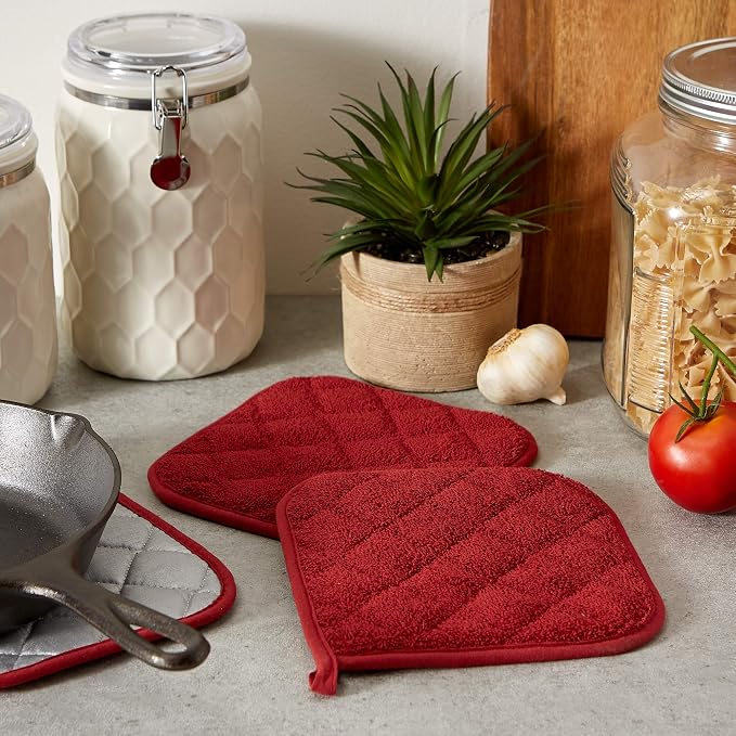 DII Basic Terry Collection Quilted 100% Cotton, Barn Red, 3 Piece - Image 6
