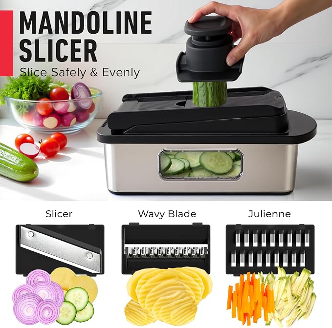 Mueller Pro-Series 10-in-1, 8 Blade Stainless Steel Multi Vegetable Chopper And - Image 6