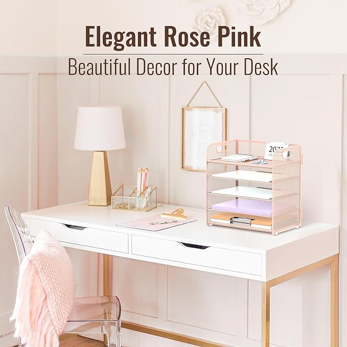 2 Pack 5-Tier Pink Desk Organizer - Image 2