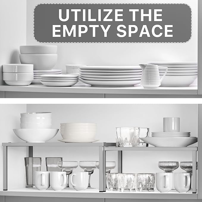 Simple Houseware Expandable Stackable Cabinet and Counter Shelf Organizer - Image 5