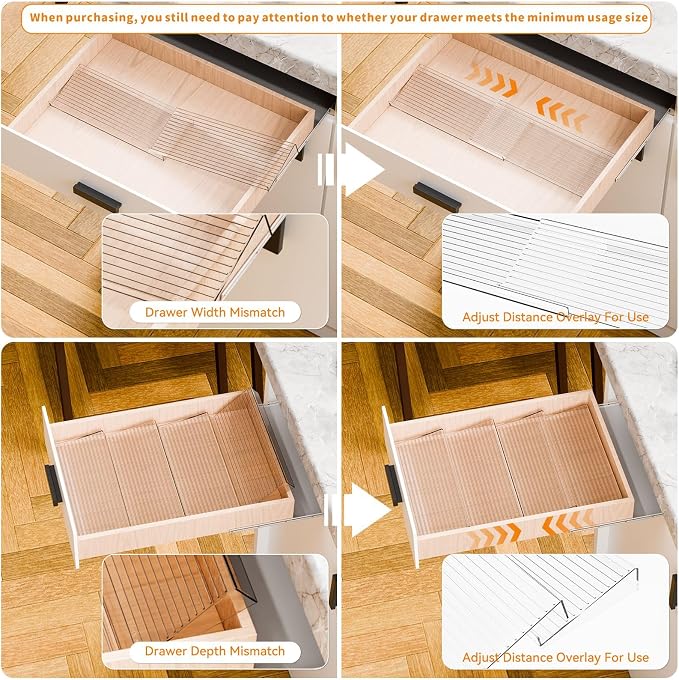Yieach 4 Pack Adjustable In Drawer Spice Organizer - Image 4
