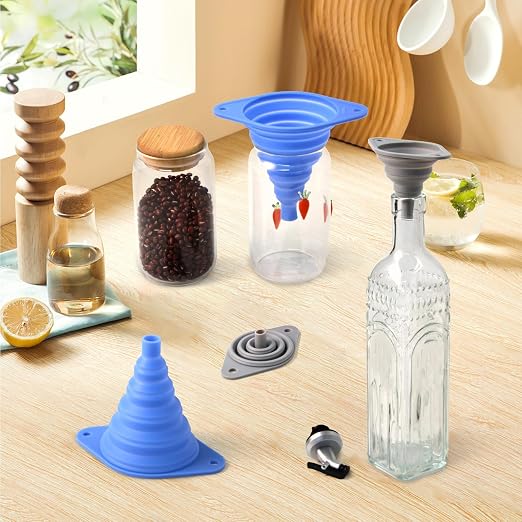 Kitchen Funnels Set 4 Pack，Small and Large，Silicone Collapsible Funnel，Small - Image 8