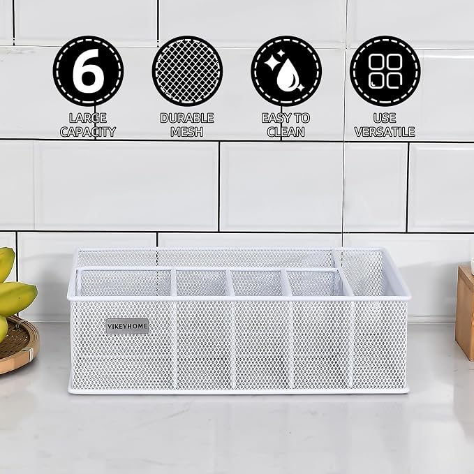 VIKEYHOME Paper Plate Organizer, Metal Silverware Caddy - Image 3
