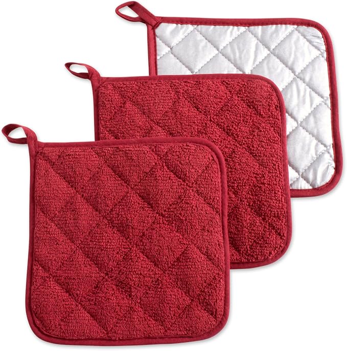 DII Basic Terry Collection Quilted 100% Cotton, Barn Red, 3 Piece by DII