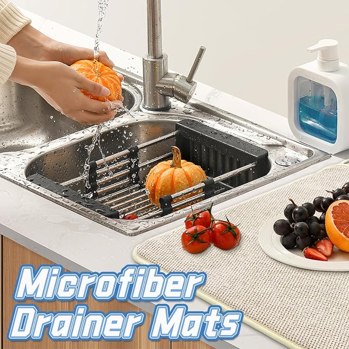 3 Pack XXL Dish Drying Mats, 24×17" Absorbent Microfiber Dishes Drainer Mats - Image 6