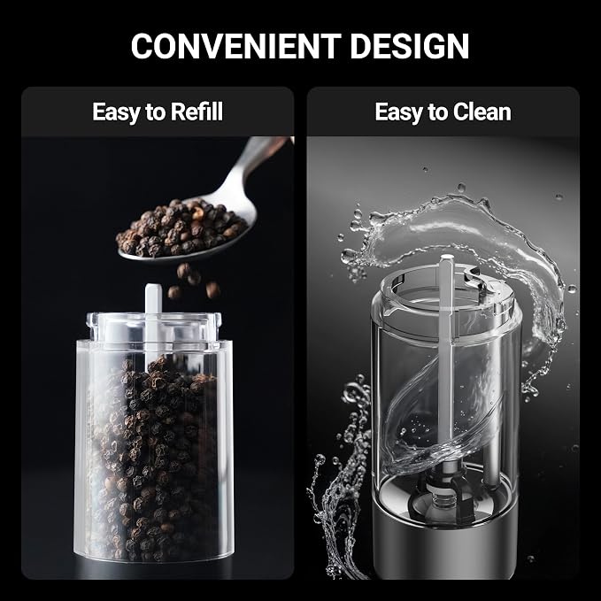 ThermoMaven Electric Salt and Pepper Grinder Set, 110ml Larger Rechargeable - Image 6