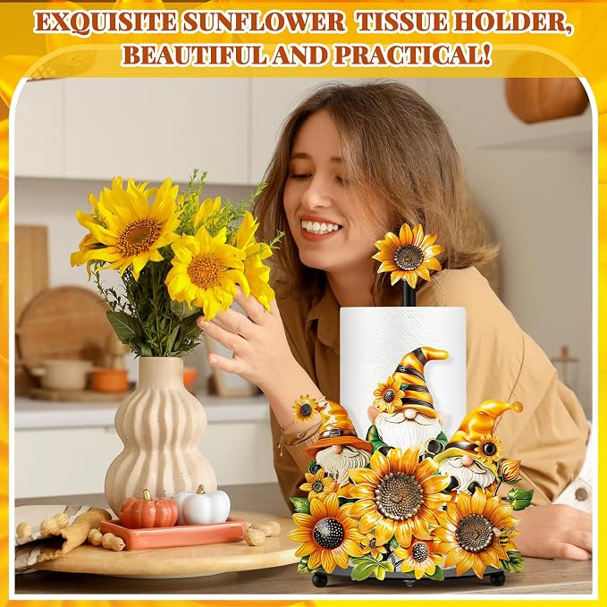 Thyle Sunflower Paper Towel Holder Summer Sunflower Gnome Kitchen Decor and - Image 2