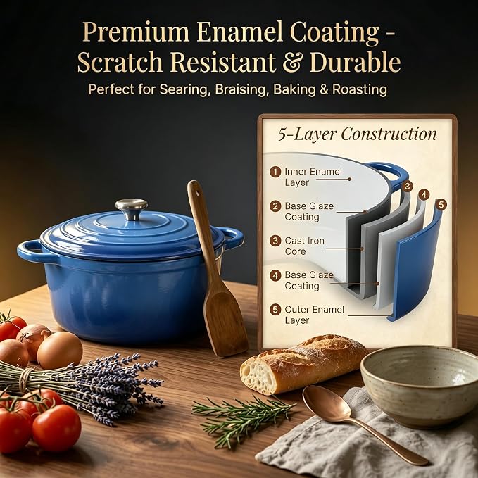 QuliMetal Enameled Cast Iron Cookware Set, 4-Piece Pots and Pans Set - Image 5