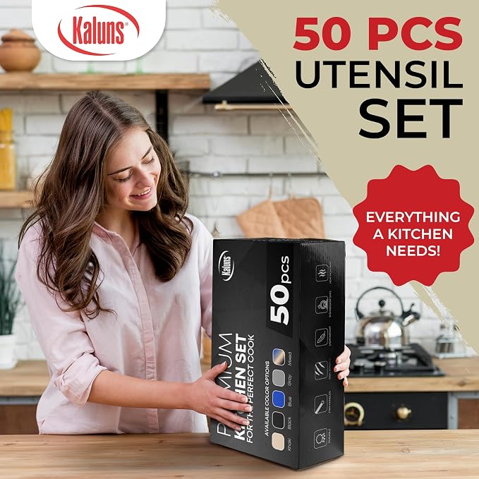 Kaluns 50 PCS Silicone Kitchen Utensils Set Complete Kitchen Set - Image 3