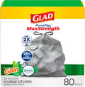Glad ForceFlex MaxStrength Drawstring XL Kitchen Trash Bags, 20 Gal, 80 Ct by GladTrashFoodStorage