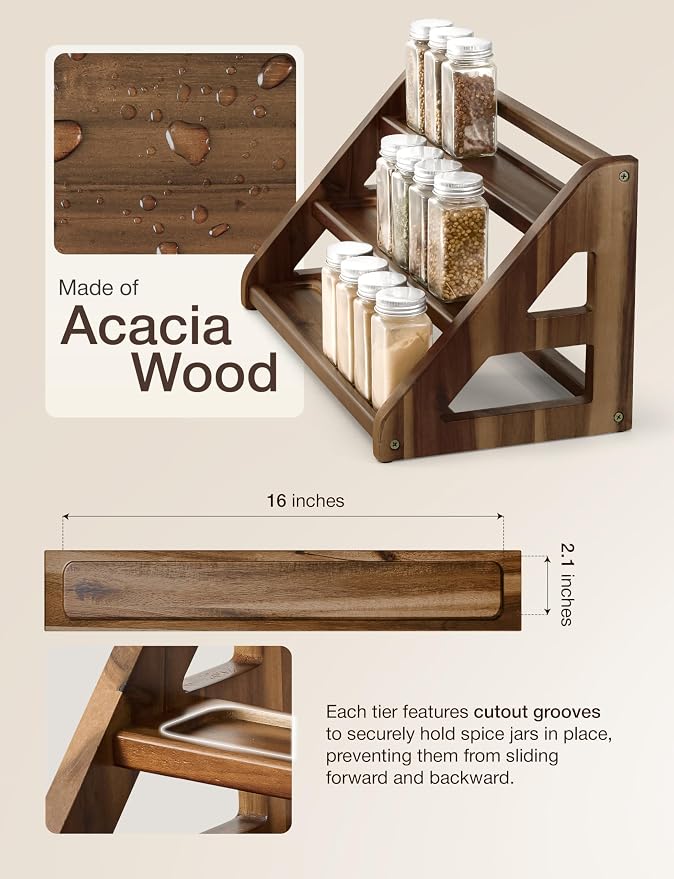 Tinamo Acacia Wood Spice Rack - Image 3