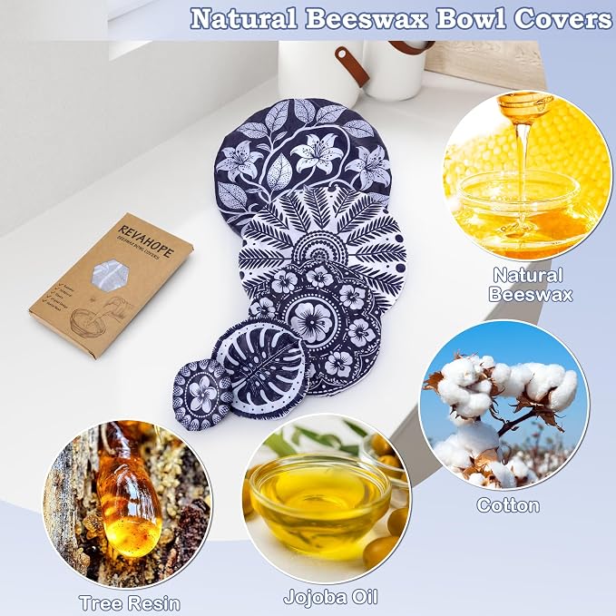 5-Size Reusable Beeswax Bowl Covers - Image 3