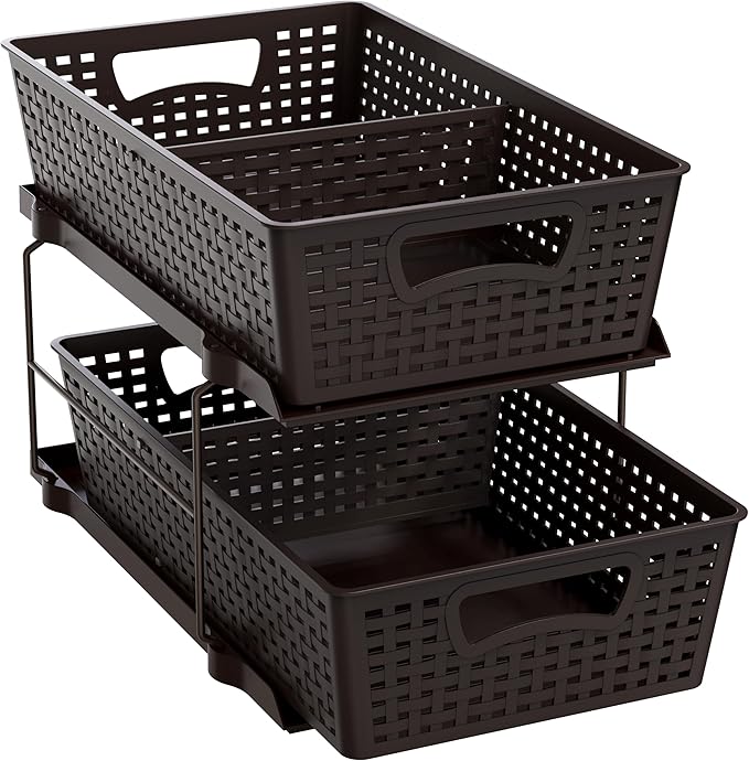 Simple Houseware 2 Tier Bathroom Organizer Tray Pull-Out Sliding Drawer by SimpleHouseware