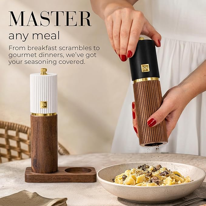 Wooden Salt and Pepper Grinder Set – Refillable Manual Salt and Pepper Mills - Image 7