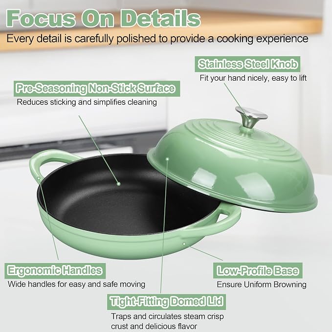 TeamFar Cast Iron Bread Dutch Oven, 6 Qt Enameled Dutch Oven Pot - Image 7