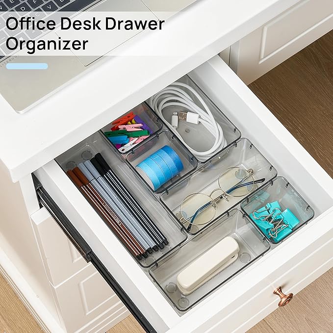 Vtopmart 25 PCS Office Desk Drawer Organizers Set, 4-Size Versatile Plastic - Image 3