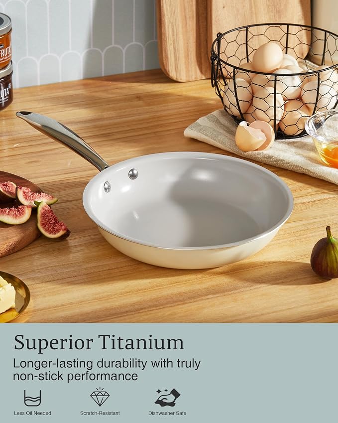 KITEXPERT Non Stick Frying Pans, Titanium Ceramic Skillet Set - Image 3