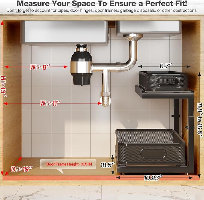 2-Pack 18.5 IN Depth Under Sink Organizer - Image 2
