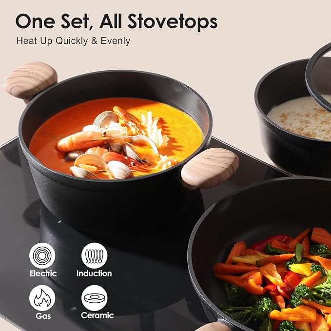 SENSARTE Nonstick Pots and Pans Set 17pcs, Healthy Induction Cookware Set - Image 4