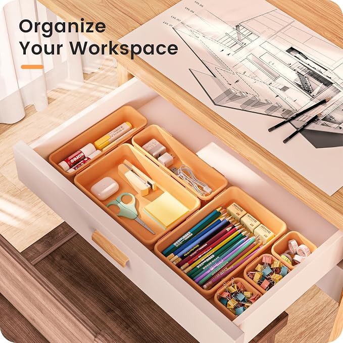 A-LUGEI【】【5 Size】Tool Box Organizer Tray Divider Set, 【Orange】 Desk - Image 2