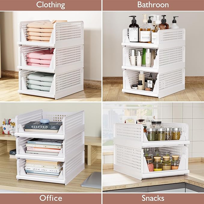 CTSNSLH 5 Pack Closet Organizers Storage Box, Closet Storage Stackable Storage - Image 5