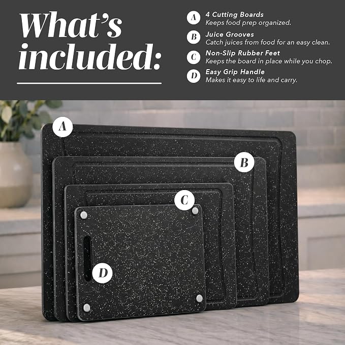 COOK WITH COLOR Non-Slip Cutting Board Set – Kitchen Essentials with Easy Grip - Image 2