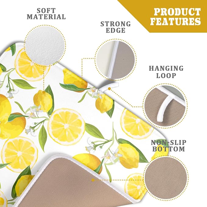 Lemon Dish Drying Mat for Kitchen Counter Spring Summer Microfiber Absorbent - Image 4