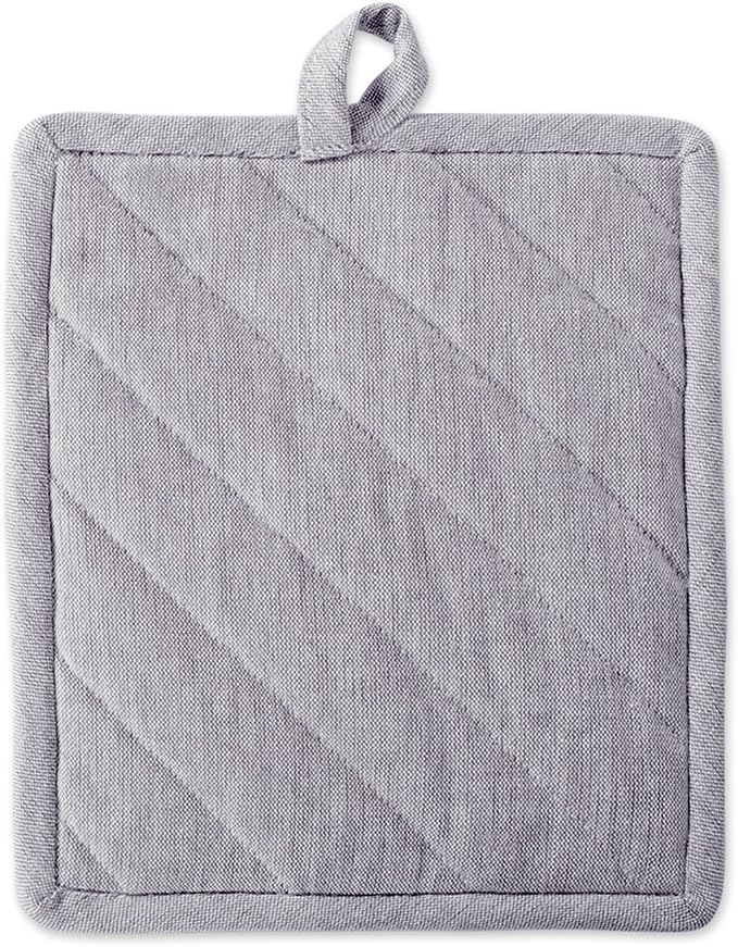 DII 100% Cotton Solid Chambray Kitchen Set, Potholders, 2 Piece - Image 3