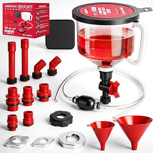 22-Piece No-Spill Coolant Filling Funnel Kit and Siphon Hose Pump, Radiator by SEDY