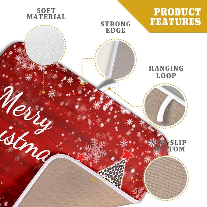 Merry Christmas Tree Red Dish Drying Mat - Image 4