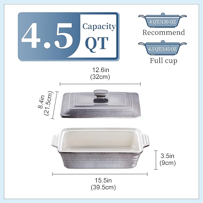 LOVECASA 4.5 Quart Ceramic Casserole Dish - Image 3