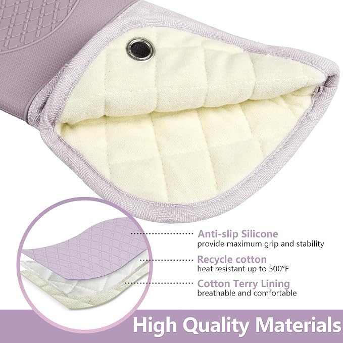 Professional Microwave Silicone Oven Mitts one Pair, Kitchen Mitten Set - Image 3