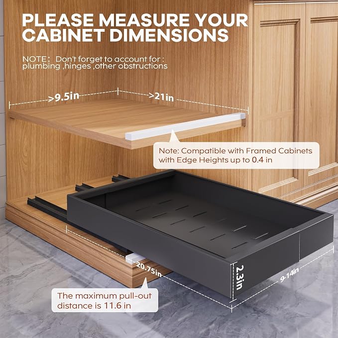 Seinloes 2 Pack Expandable Pull Out Cabinet Organizer 21" Deep - Image 3