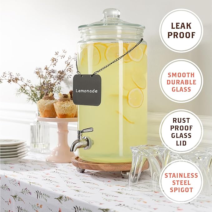 2 Gallon Glass Drink Dispenser - Image 5