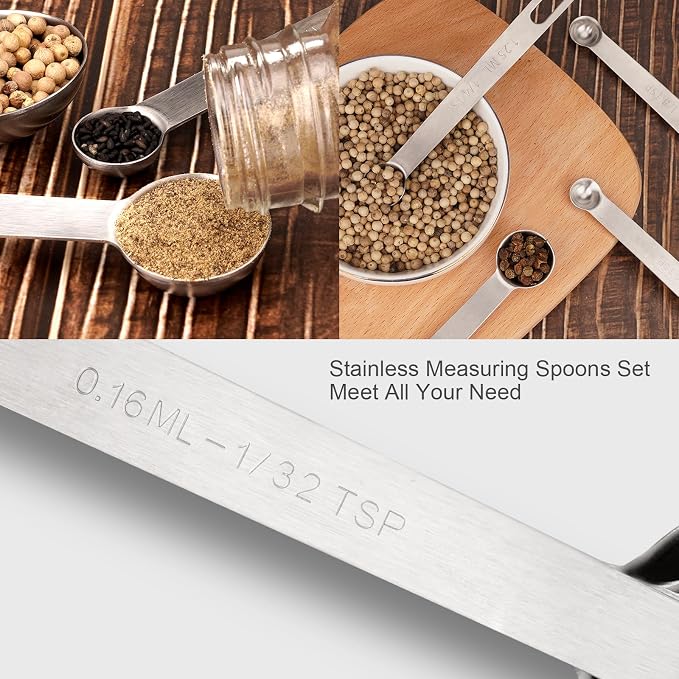 Upgrade 9 PCS Stainless Steel Measuring Spoons Set, Small Tablespoon, Set 8 - Image 6