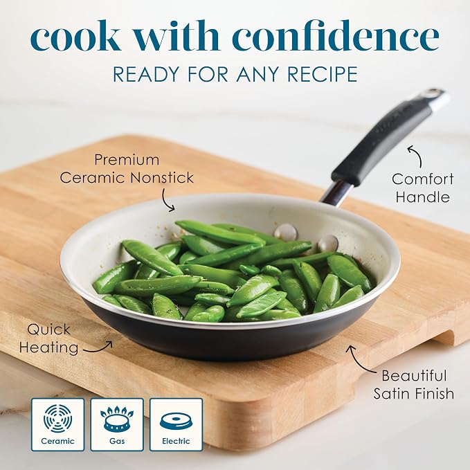 Rachael Ray Cucina Ceramic Nonstick Frying Pan/Skillet, 8.5 Inch Non Stick Open - Image 6