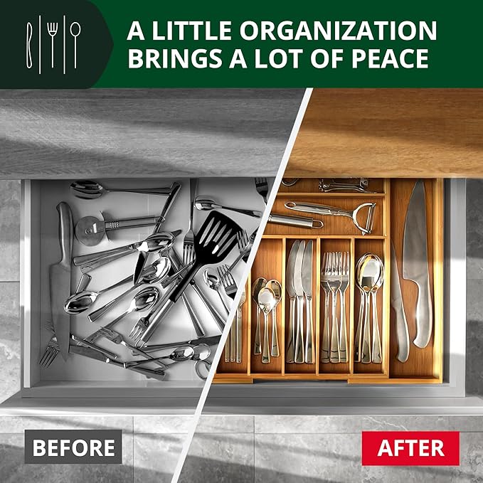 ROYAL CRAFT WOOD Luxury Bamboo Kitchen Drawer Organizer - Image 3