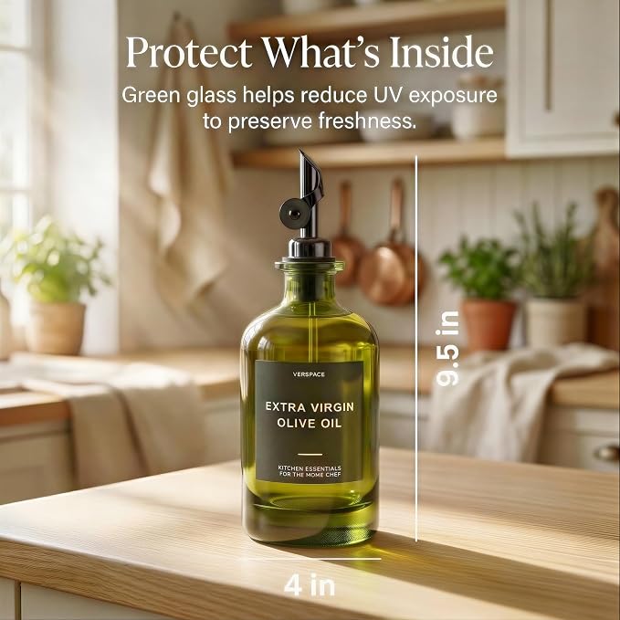 Verspace UV-Protected Green Glass Olive Oil Dispenser Bottles - Image 4
