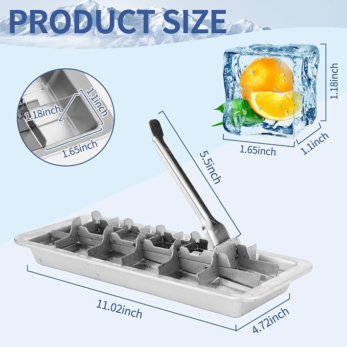 Stainless Steel Ice Cube Trays for Freezer, 18-Slot Vintage Inspired Design - Image 2