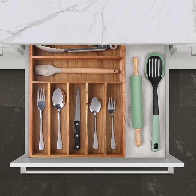 Kitchen Acacia Silverware Organizer - Image 8