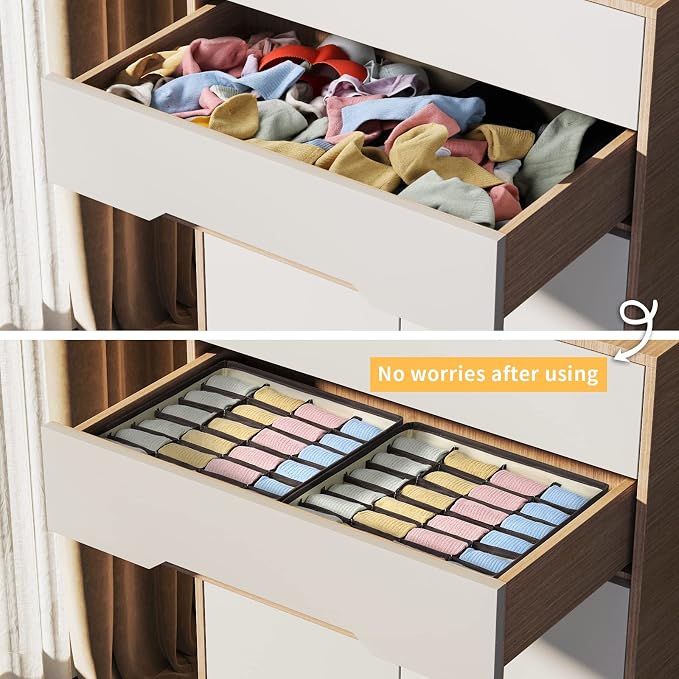 Joyoldelf Drawer Organizer 2 Packs, 24 Cell Collapsible Closet Cabinet Storage - Image 6