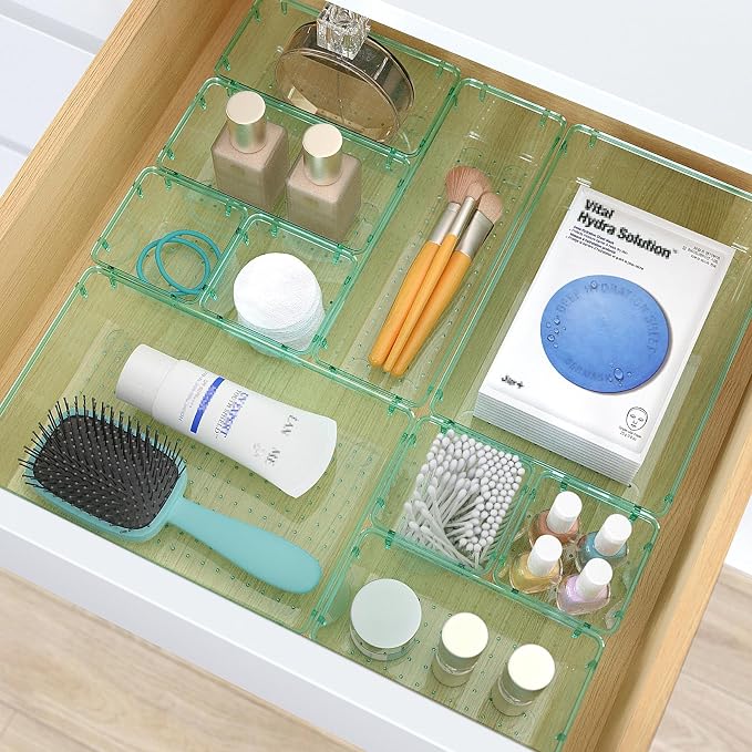 StorMiracle 28 PCS Clear Plastic Drawer Organizers Set, 4 Size Desk Drawer - Image 5