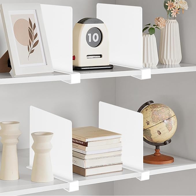HBlife 8 Pcs White Acrylic Shelf Dividers, Vertical Purse Organizer - Image 8