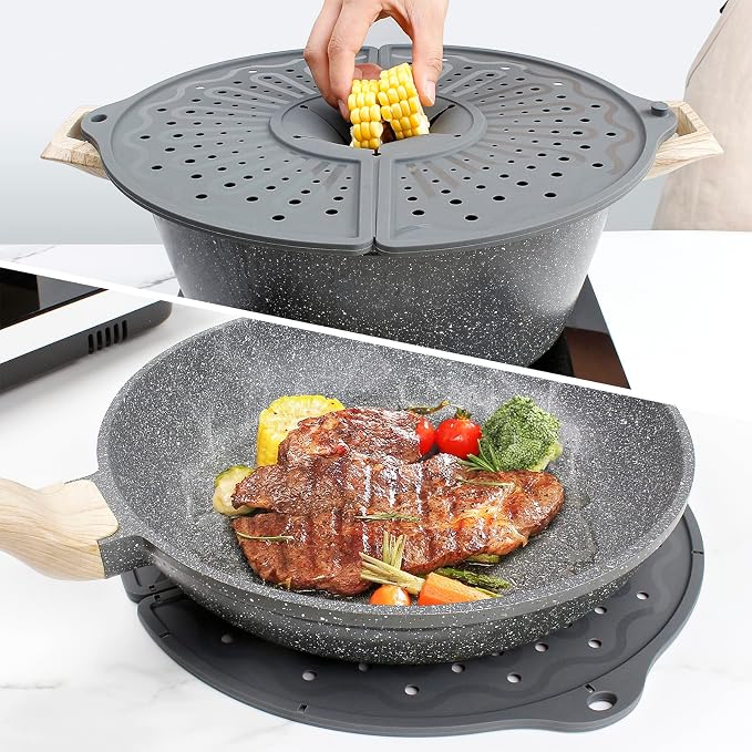 Silicone Splatter Screen For 10, 11 and 12 Inch Frying Pan, Foldable Splash - Image 7