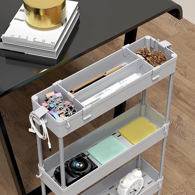 SPACELEAD 2-piece Set Slim Storage Cart 3 Tier, Bathroom Organizer Rolling - Image 7