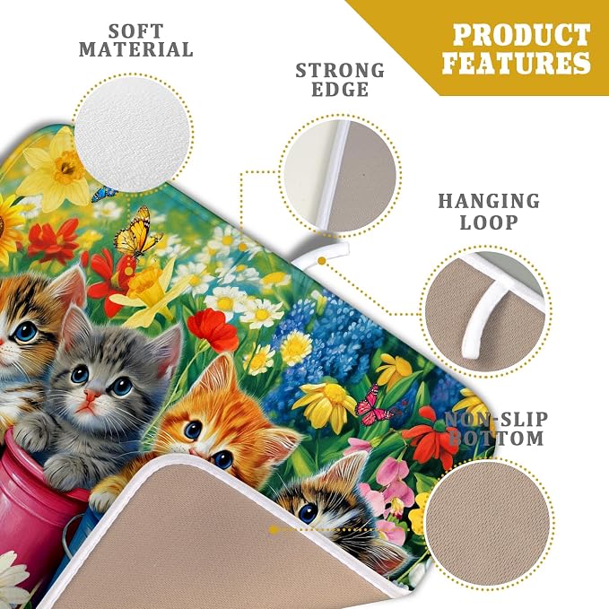 Funny Absorbent Dish Drying Mat Spring Cat Dish Drying Mats - Image 4