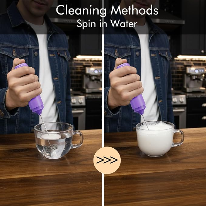 Rechargeable Milk Frother Handheld, 2-IN-1 Dual Spring Whisk Electric Frother - Image 5