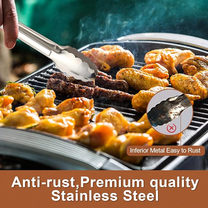 6 Pack Serving Tongs Kitchen Tongs, Buffet Tongs, Stainless Steel Food Tong - Image 4